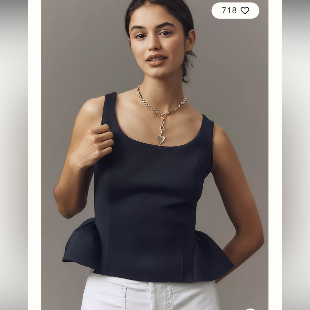 Maeve Anthropologie Navy Peplum Tank Top Small NWT